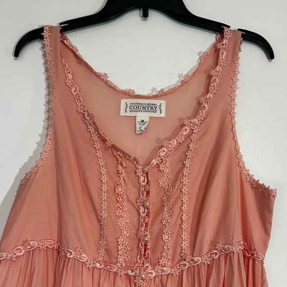 Victoria's Secret Other - Vintage Victoria's Secret Country Quality Cottons Long Nightgown in Peach Sz M